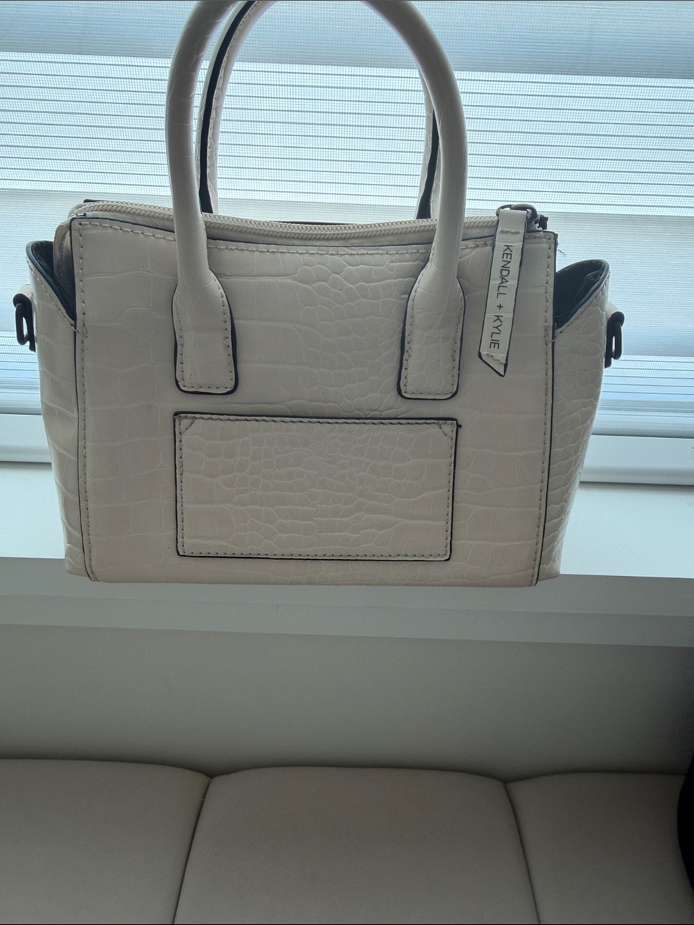 Kendall & Kylie Cream Croc-Embossed Mini Satchel Bag